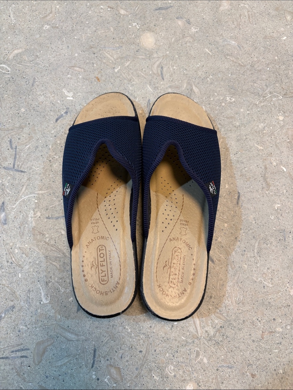 Fly Flot Navy Mesh Slide Sandals